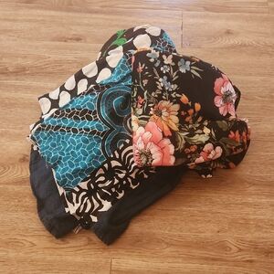 Floral and Geometric Patterned Scarves Set
